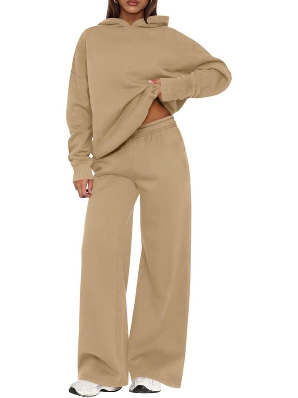 Women's Sweatsuits 2 Piece Sets Khakiy Casual Long Sleeve Sweatpants Fall